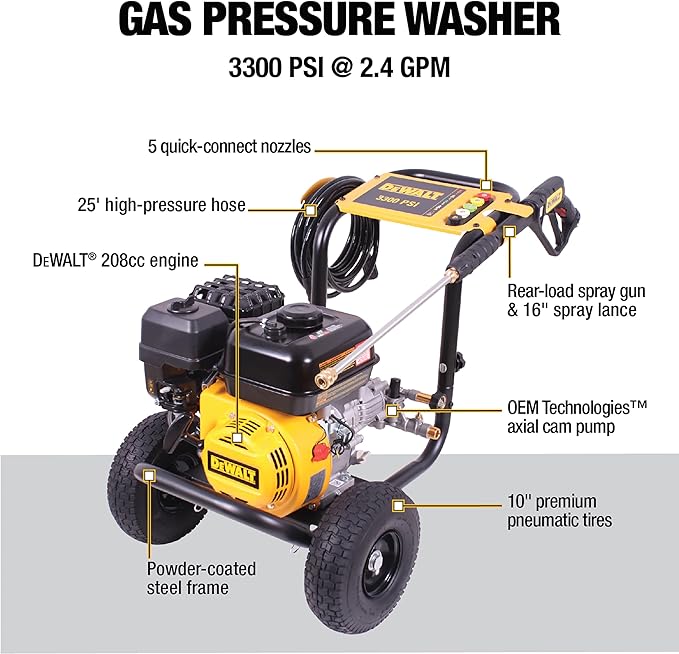 Dewalt 61147S 3300 PSI 2.4 GPM Gas Cold Water Pressure Washer