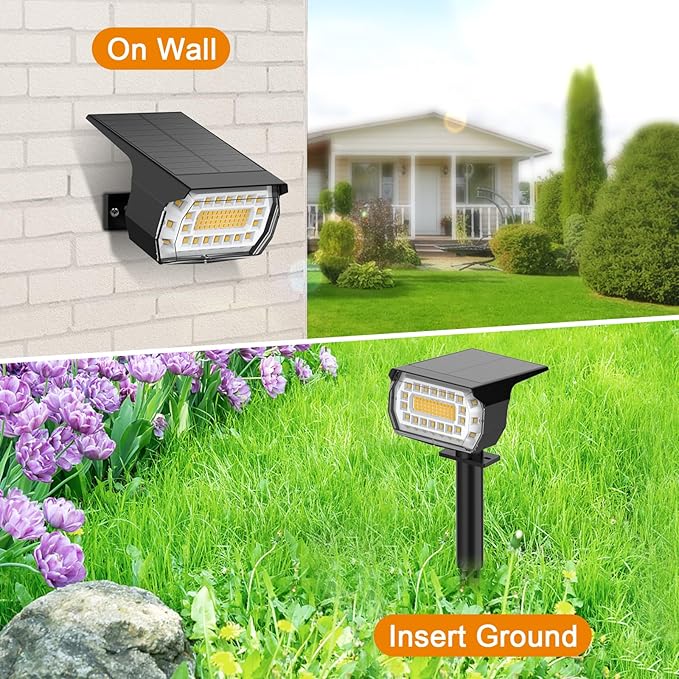 LANSOW Solar Spot Lights Outdoor, 2-in-1 Solar Landscape Spotlights, 3 Modes