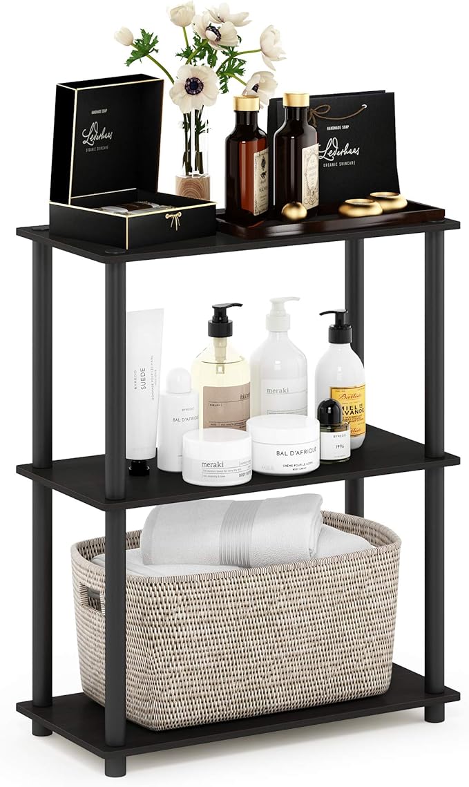 Furinno Turn-N-Tube Display Rack, 3-Tier Single, Espresso/Black