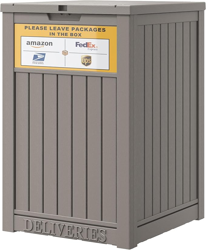 Package Delivery Box for Outside, with Delivery Sign 48 Gallon Storage with Lockable Secure, Large Resin Outdoor Package Drop Container
