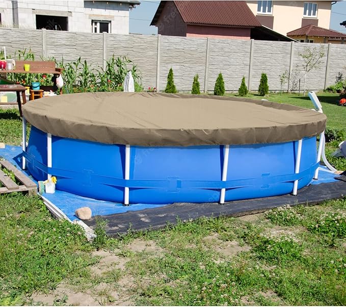 ECOOPTS 17 ft Round Pool Cover for Above Ground Pools, Swimming Pool Cover Protector Winter Safety Cover (Sand)
