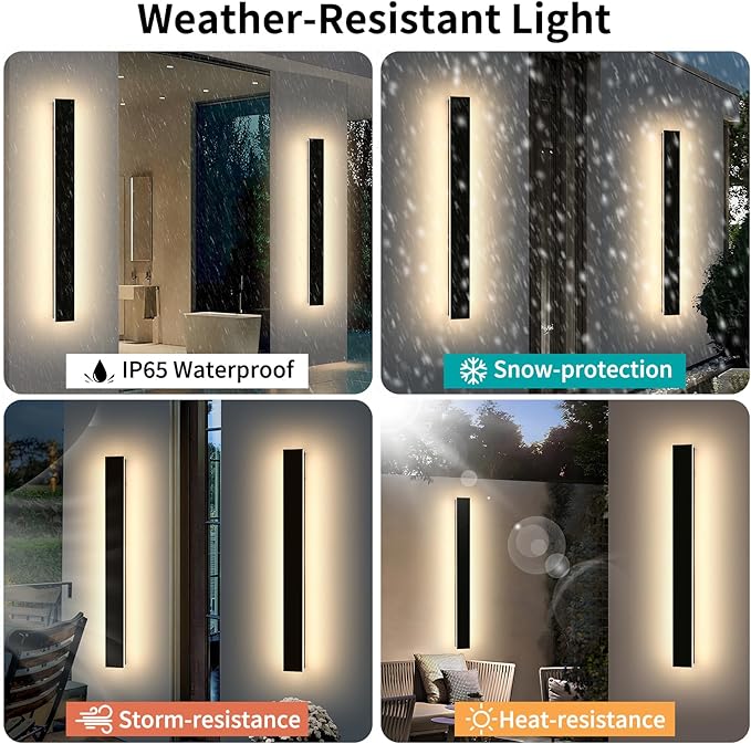 Mikeru 47.2" 2Pack Outdoor Wall Sconce 3000K Warm White