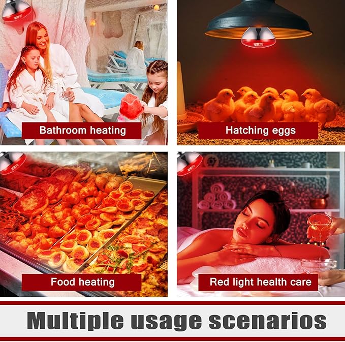 VIHOSE 1 Pack Infrared Heat Lamp for Chickens 150watt 120v Thickened Red Heat Lamp Bulbs for Food Service, Reptile, Pet, Bathroom, Light Therapy Use E26 Base