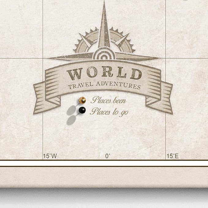 Canvas World Map with Cork Pin Board - English Lettering - Decorative Wall Decoration for All Rooms - Canvas Pictures with World Map Motif (120x80 cm, Pattern 24)