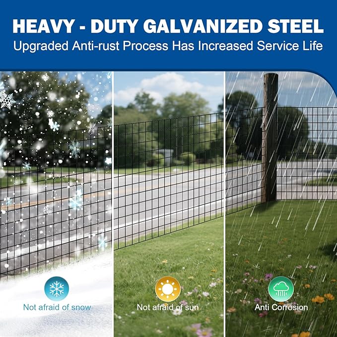 Black Metal Fence，Pet Fence Netting，Black PVC Coated Welded Wire (2×3 Inch Mesh, 48"×50' 16Gauge) - Weatherproof Garden Fence & Animal Enclosure Solution
