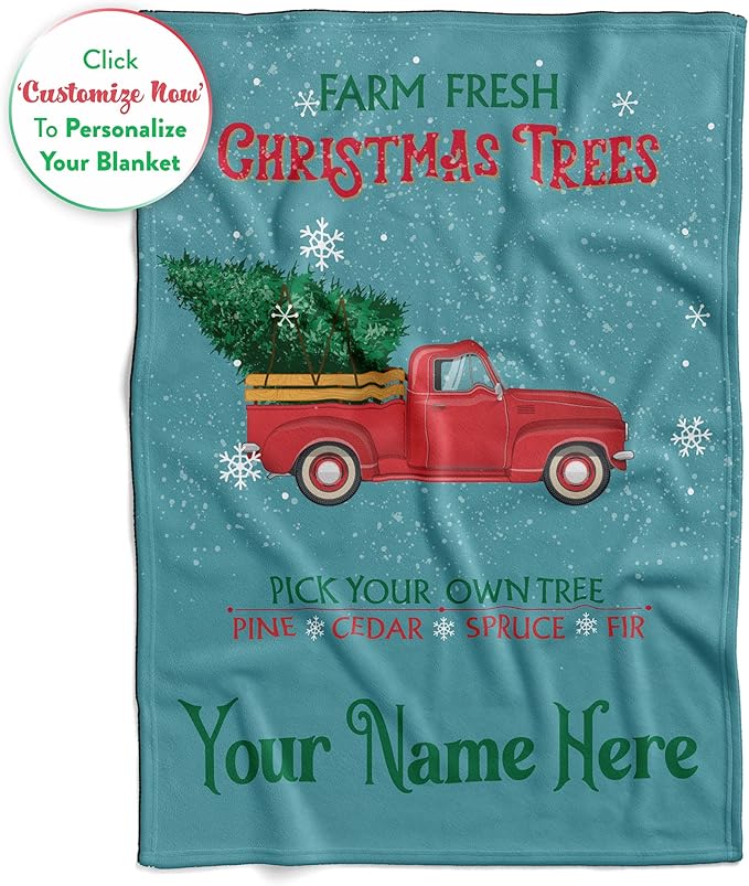 Plush Christmas Blanket Cozy Fall Throw Blanket Custom Winter Blankets Red Truck Christmas Throws Santa Sofa Bed Throw Customized Soft Christmas (Sherpa 60x80)