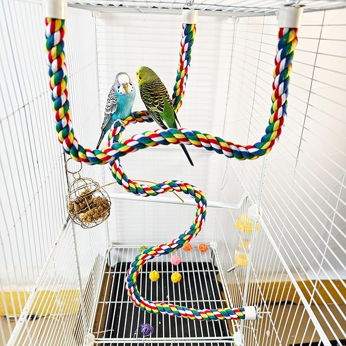 31.5-Inch × 0.8-Inch Diameter Nipple Style Bird Rope Perch, Bird cage Accessories, Rope perches for Conures,Parrots,Cockatiel,Lovebird,Budgerigar,Parakeet perches Birds Standing Pole