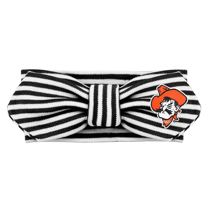 Creative Knitwear Oklahoma State Cowboys Infant Girls Black/White Striped Hair Knot Headband Embroidered Logo - Size Newborn - 4T