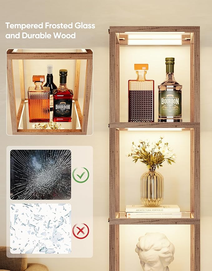 PARTPHONER Floor Lamp Glass Display Shelf
