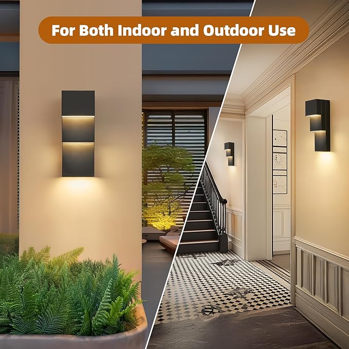tewei Modern LED Outdoor Wall Sconce 30W Exterior Lighting Fixtures, Warm White