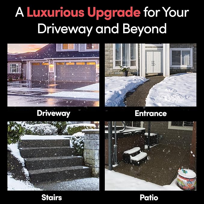 Electric Snow and Ice Melting Underground Cable 188 feet, Covers 62 sqft at up to 38 Watts/sqft, 120V – Radiant Heated Driveways, Walkways, Stairs – Installs Under Concrete, Asphalt, or Pavers