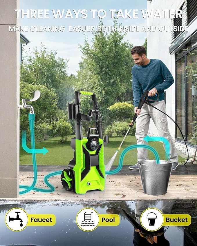5000PSI Pressure Cleaner 4.0 GPM Adjustable Pressure,4.0 GPM Power Cleaner with Foam Cannon,4 Nozzles,33FT Hose and 500ml Soap Bottle for Home/Cars/Driveways/Patios/Fences(Blue)
