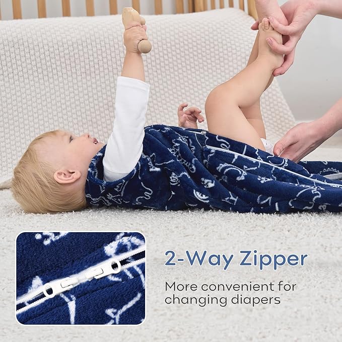 Yoofoss Fleece Baby Sleep Sack 2 Pack 1.5 Tog Baby Wearable Blanket with 2-Way Zipper