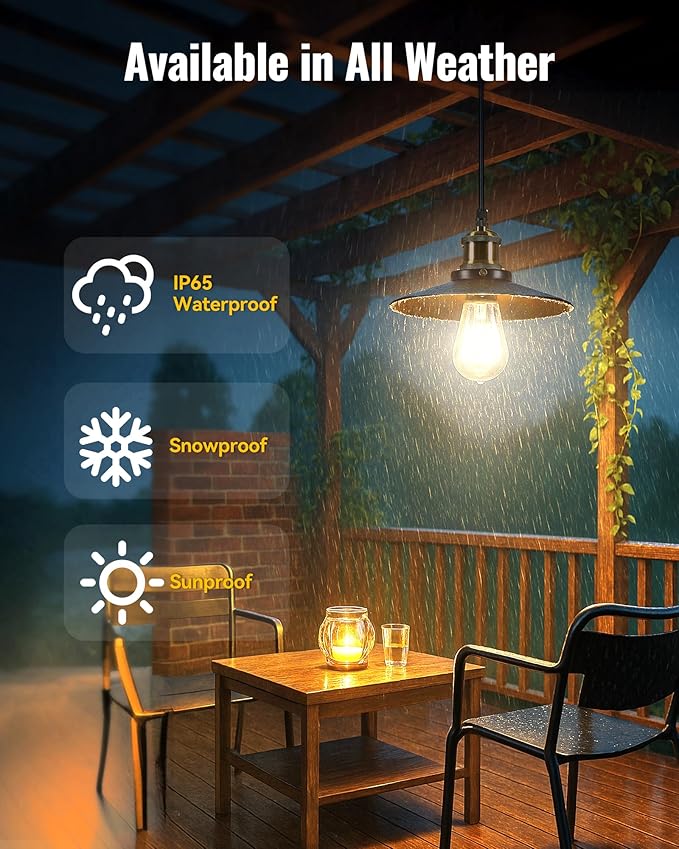Solar Pendant Light Indoor Outdoor, 1000LM Solar Shed Light IP65 Waterproof