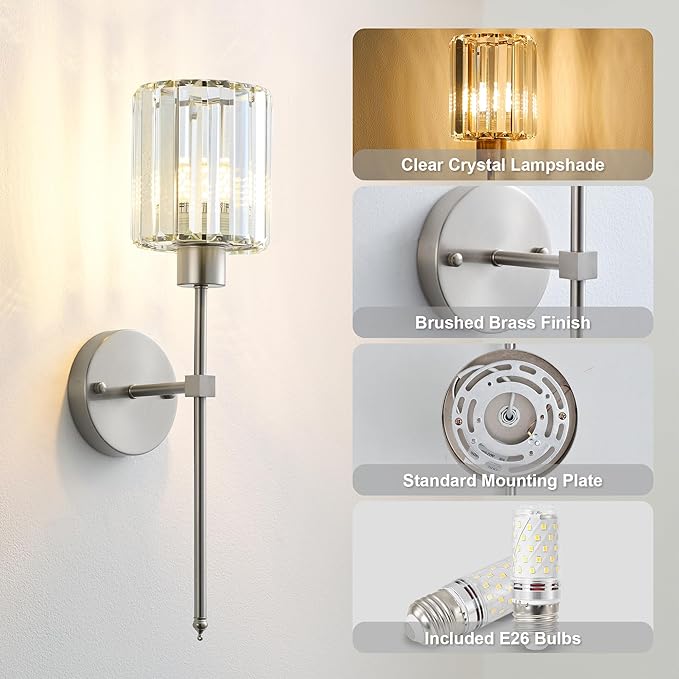 Hardwired Crystal Wall Sconces Set of Two