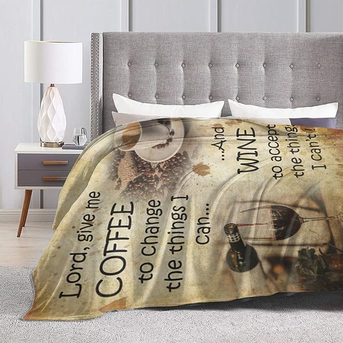 Vintage Coffee Blanket for Girls Boys Drink Wine Throw Blankets Soft Cozy Warm Fuzzy Fleece Lord Bedding Flannel Throws Stuff Gifts for Coffee Lovers Kids Men Women Bedroom Decor 60"x50"