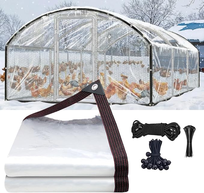 Clear Tarps 3x15FT Heavy Duty Waterproof, Outdoor Tarp with Grommets, Outdoor Garden Rainproof Covering for Chicken Coops, Patio, Porch and Outdoor Greenhouse Plant Cover