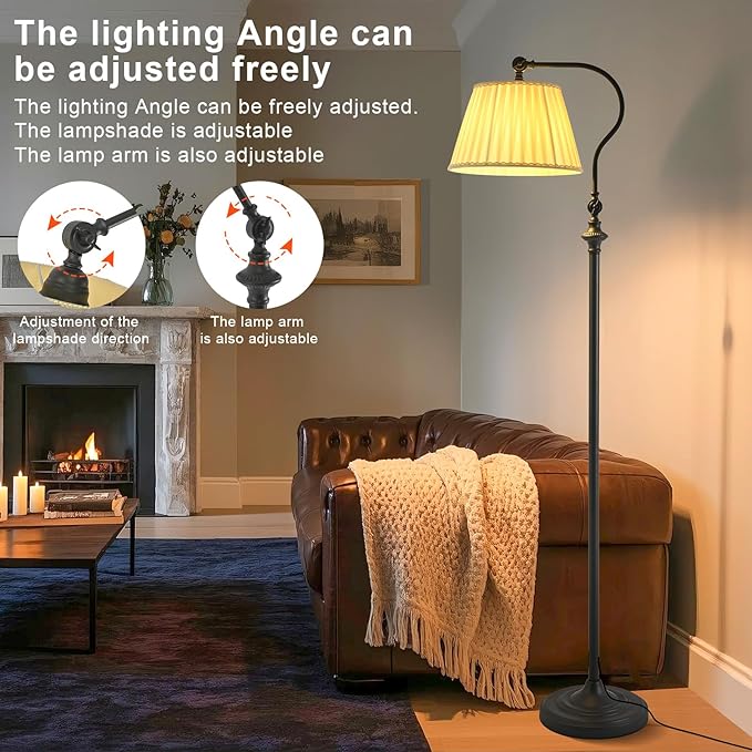 Floor Lamp with Fabric Shade, 12W Smart Remote and Bluetooth Dimmable, Standing