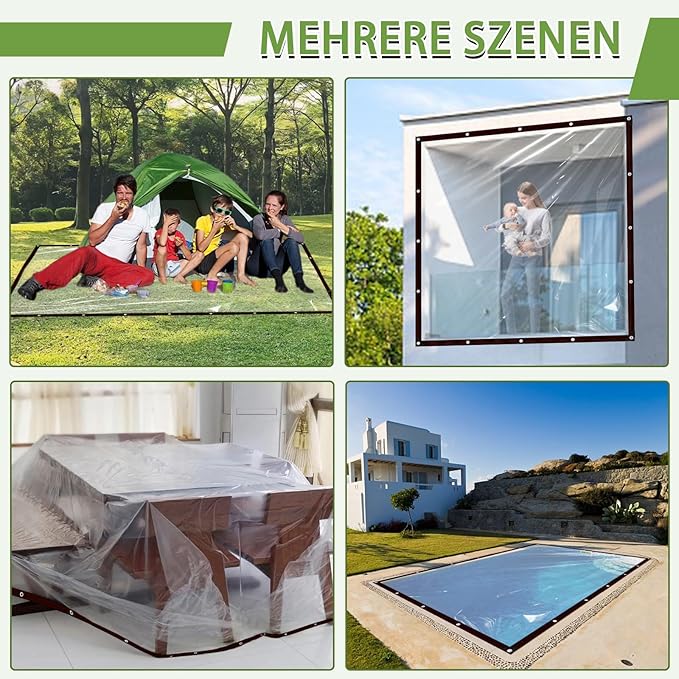 Clear Tarp Waterproof with Grommets 10x10-2Piece,Heavy Duty PVC Vinyl Tarps Cover,Transparent Tarpaulin Large (Small) for Outdoor/Camping/Plant/Garden/Chicken Coop/Cat Litter