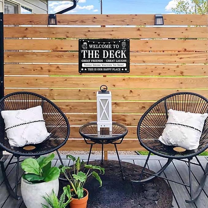 Generic Welcome to the Deck Deck Metal Tin Sign Backyard Accessories Decor Outdoor Vintage Metal Tin Signs Farmhouse Part Patio Porch Home Wall Decorations 8x12 Inches