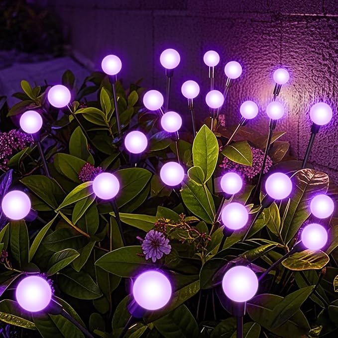 Solar Garden Lights Outdoor, Waterproof Solar Powered Lights for Yard Pathway Patio, Swaying Lawn Decor as Gardening Gifts for Women Holiday (Purple, 2 Pack)