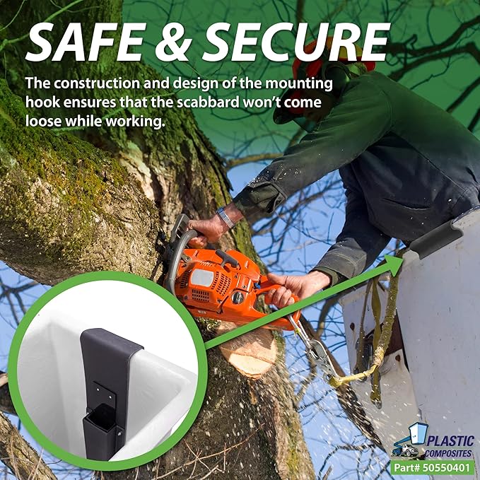 Chainsaw Scabbard - Plastic - Bucket Mounted (Inside Mount ONLY) (Lined) Bucket Truck Parts Built-in Mount, Plastic Scabbard for Mounting Only on The Inside of Your Bucket