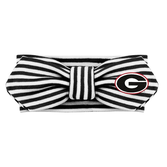 Creative Knitwear Georgia Bulldogs Infant Girls Black/White Striped Hair Knot Headband Embroidered Logo - Size Newborn - 4T