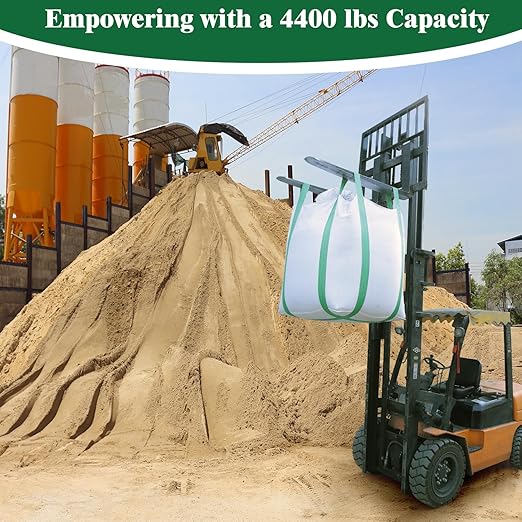 10 Pack 2 Ton FIBC Bulk Bag,35"L x 35"W x 43"H,4400lbs SWL,Woven Polypropylene Heavy Duty Bulk Bags,Duffle Top Flat Bottom for Industrial Agriculture Large-scale Storage Construction Debris