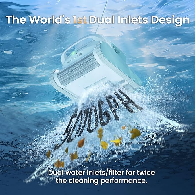 Automatic Robotic Pool Vacuum Cleaner, Wall Climbing/Waterline Scrubbing, Top Load Large Filter, Ideal for Above/In-Ground Pools up to 40 FT Length, Smart Navigation, Ultra Cleaning Modes, Dual Inlet