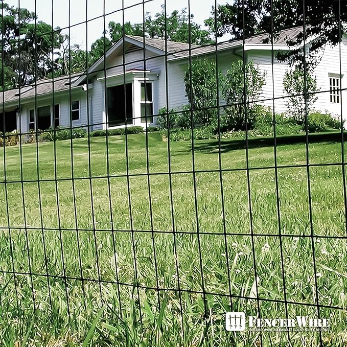 Fencer Wire Vinyl Coated 16 Gauge Welded Fence Wire Roll, Mesh Size 2-Inch x 3-Inch, Black Metal Garden Fencing Wire Grid Hardware Cloth, Multiple Use for Home Improvement
