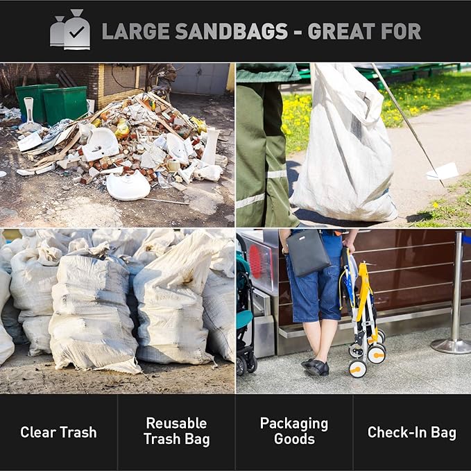 Sandbaggy Large Sandbags - Size: 25" x 40" - Thick Heavy Duty Contractor Bags, Heavy Duty Garbage Bags, Dumpster Bag, Construction Trash Bags, 6 mil (500 Bags)