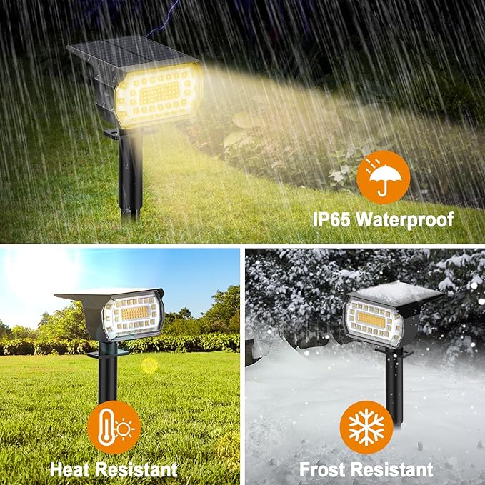 LANSOW Solar Spot Lights Outdoor, 2-in-1 Solar Landscape Spotlights, 3 Modes