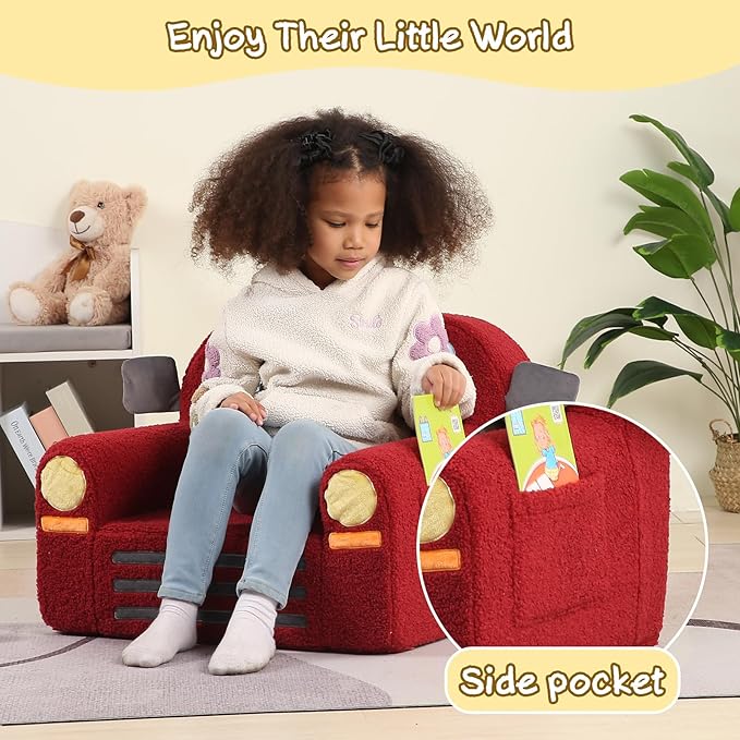 Comfy Toddler Chair, Kids Fire Engine Couch for Boys, Fire Truck