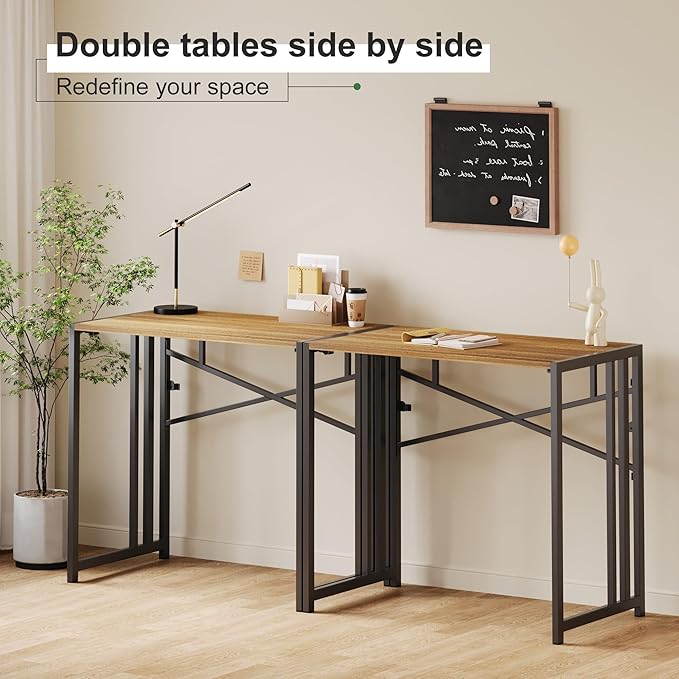 Narrow Folding Computer Desk 35 inch, Writing Gaming Computer Camping Desk, Espresso
