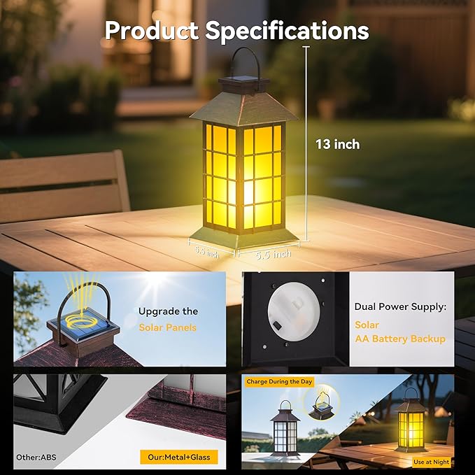 2 Pack 13" Copper Solar Lantern