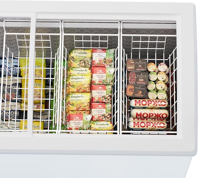 SANNO Chest Freezer Baskets, Deep Freezer Organizer Bins Sturdy Metal Wire Freezer Organizer for Home Kitchen, 17.5in