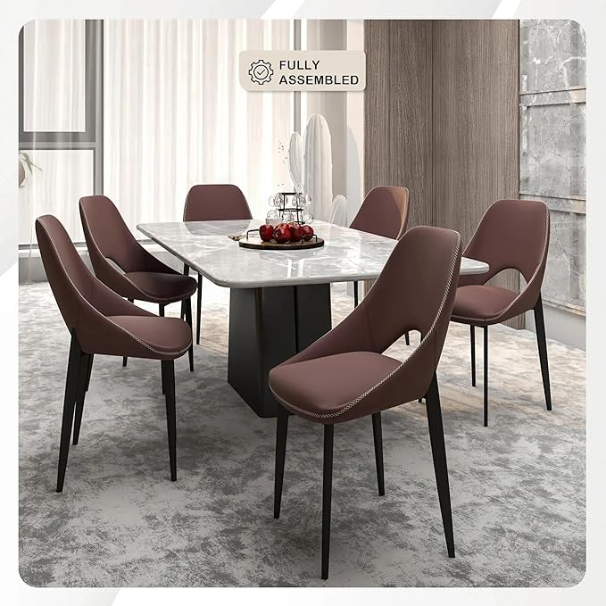 LeisureMod Amalfi Upholstered Fabric Dining Chair – Modern Side Chair with Iron Legs, Mid-Century Accent Chair for Dining Room or Kitchen