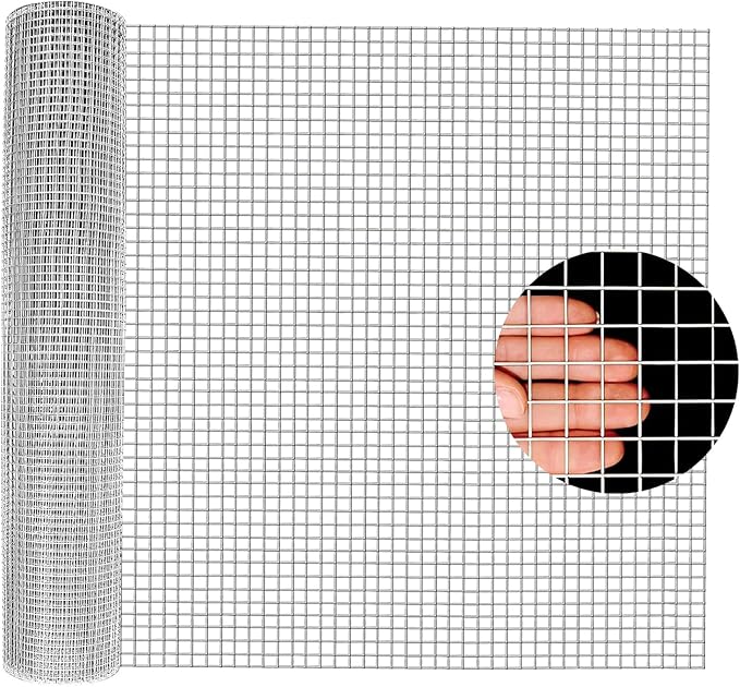 1/2 inch Hardware Cloth-48in x 100ft 19GA Heavy Duty Galvanized Chicken Wire Mesh Roll, Hot-Dipped After Welding for Chicken Coop, Rabbit Cages & Garden Fencing – Poultry Netting & Fencing