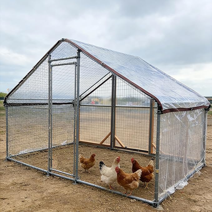 Heavy-Duty Chicken Coop Clear Tarp Waterproof Anti-Tear Cover with Metal Grommets 9x22 FT for Chicken Run, Poultry Cage, Patio Covering, Outdoor Farm Shed, Pheasantry Runway, Greenhouse & More