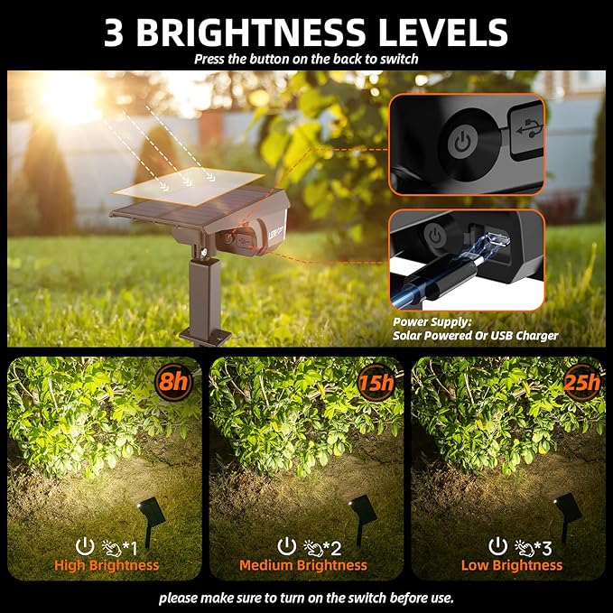 Solar Spot Lights Outdoor, 40 LEDs Solar Outdoor Waterproof Landscape Lights