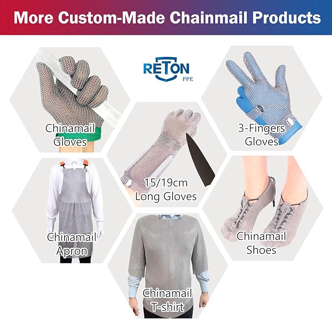 Pro Chainmail Gloves for Cutting Meat&Food,Highest Level Cut Resistant Gloves Food Grade,Upgrade Stainless Steel Metal Mesh Glove,Butcher Cut Proof Glove for Chefs Safety Work(XS)