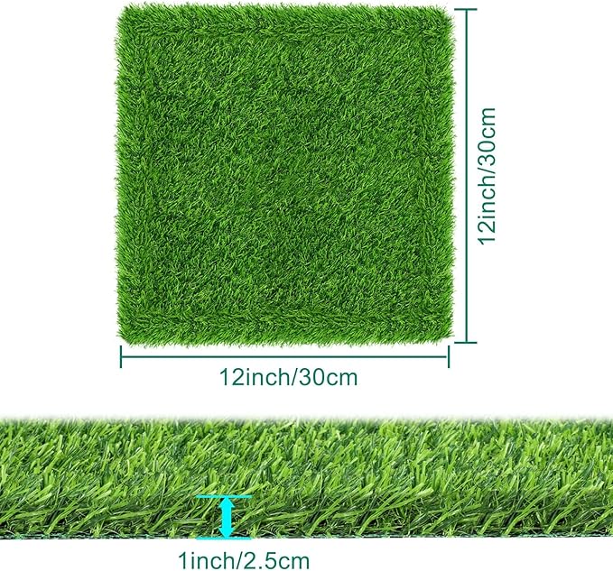 12 Pack Chicken Nesting Box Pads - Washable Artificial Grass Nesting Pads - Chicken Nesting Pads for Chicken Coop and Pet Garden Lawn Indoor Outdoor 12"×12"×1"