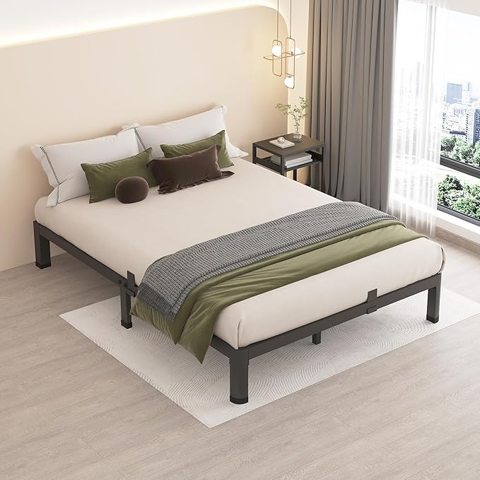 MAF 7 Inch Full Size Metal Platform Bed Frame with Round Corner Legs, 3000 LBS Heavy Duty Steel Slats Support, Noise Free, No Box Spring Needed, Easy Assembly