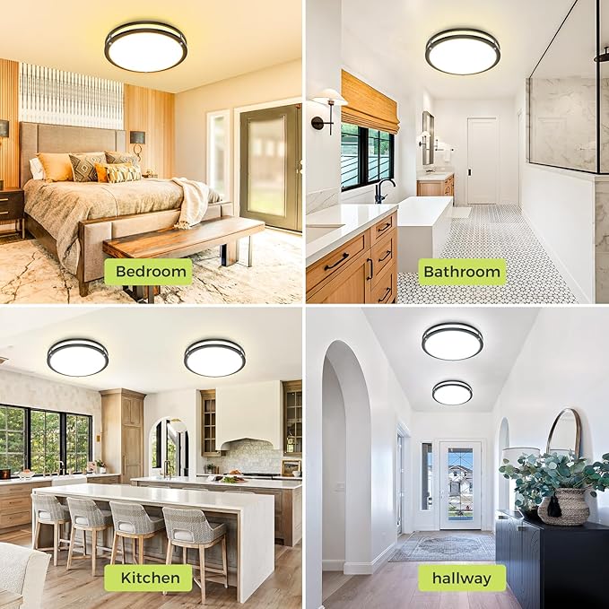 hepside 1 Pack Flush Mount Ceiling Light Fixture, Dimmable & 5CCT Ceiling Light