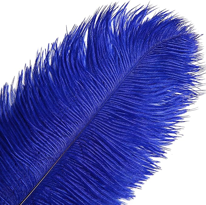 THARAHT Blue Ostrich Feathers 12pcs Large Natural Bulk 14-16Inch 35cm-40cm for Wedding Party Centerpieces Halloween and Home Decoration Feathers