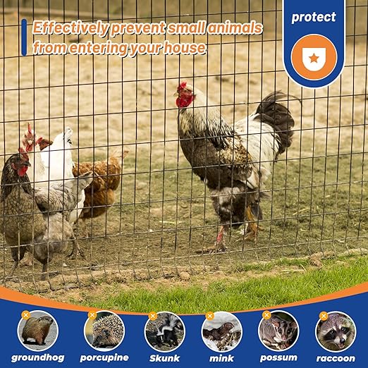 15GA 6'*50' Welded Wire Mesh, Metal Fencing Wire Mesh 2'' X 4'', for Dog Boundary Fence Roll Outdoor Animal Barrier Fence and Garden Plant Vegetable Protection