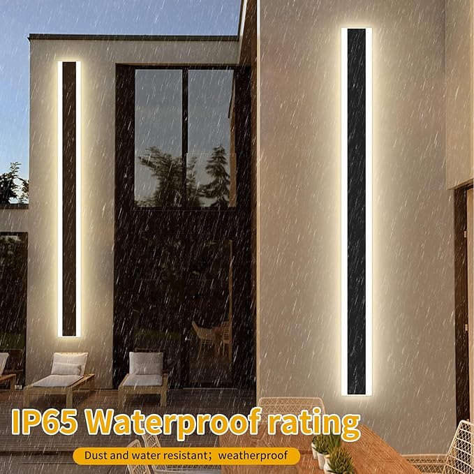 Mikeru Modern Long LED Wall Light, 3000k-6000k Dimmable Outdoor Wall Sconce