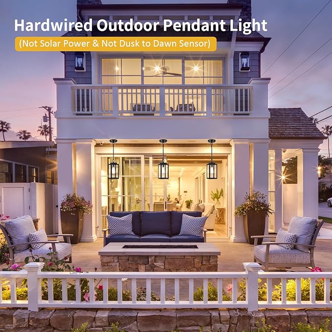 11'' Outdoor Pendant Light, Modern Outside Chandelier Outdoor Hanging Lantern