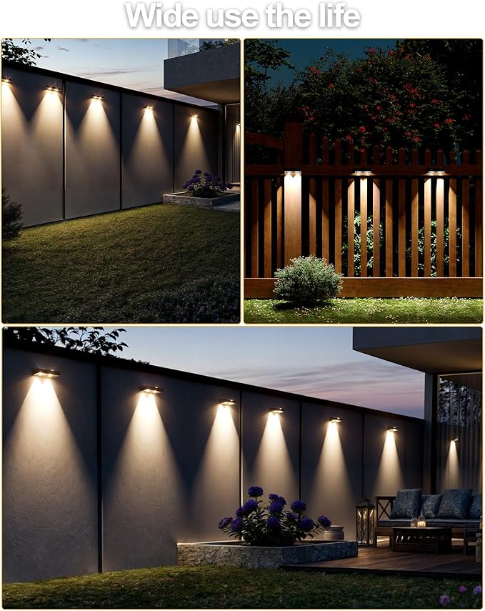 Solar Fence Lights 10 Pack, 9 Color Modes Outdoor Bulb Waterproof Led IP65