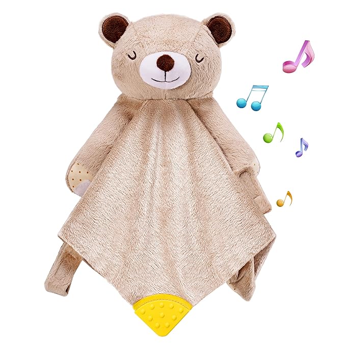 BEREST Rechargeable Baby Cry Sensor Sleep Soother Heartbeat Bear Lovey Blanket Comforter Toy, Help Newborns Go to Sleep Faster & Stay Asleep Longer, Great Nursery Decor Infants Shower Gifts